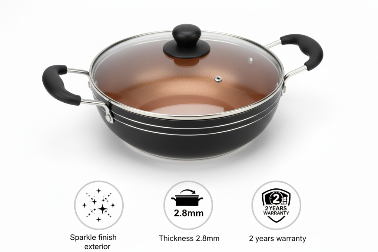 Non Stick Kadhai 24" Cm Gold Series