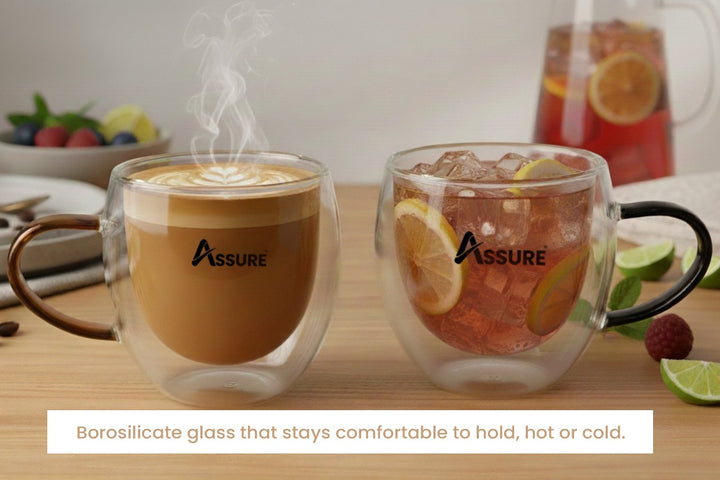 Double Wall Glass Pluto Mug  500 ml  - Set Of 2